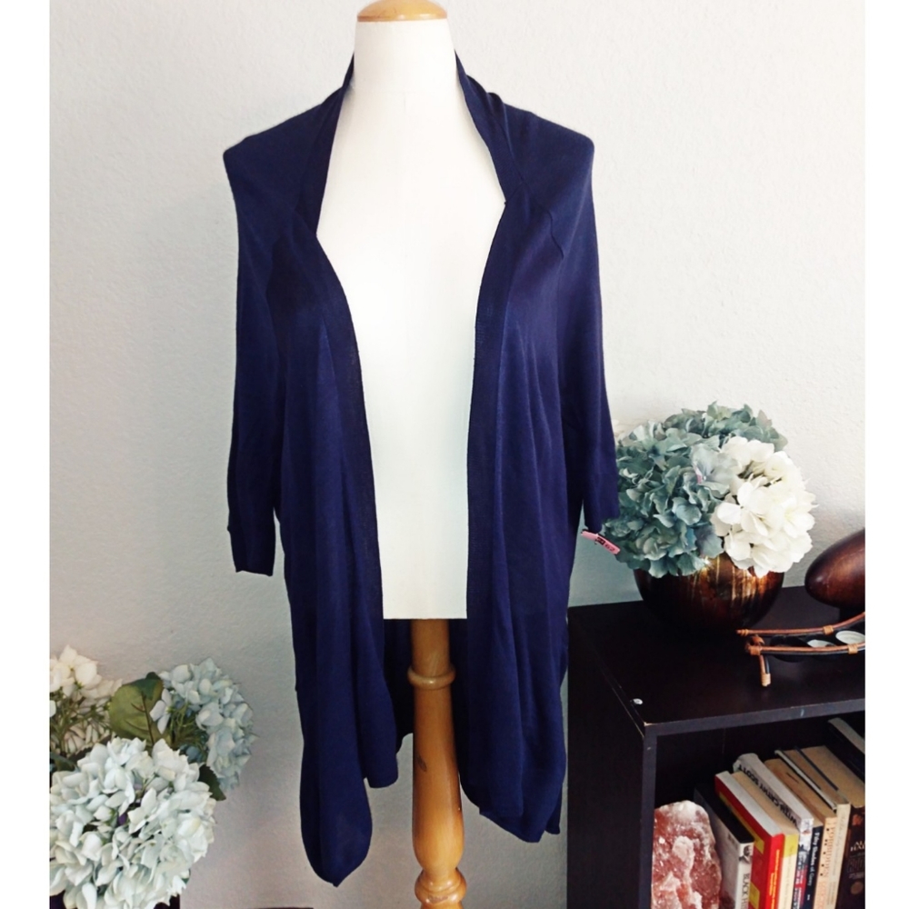 New York & Co. 3/4 sleeve navy blue  cardigan sz L